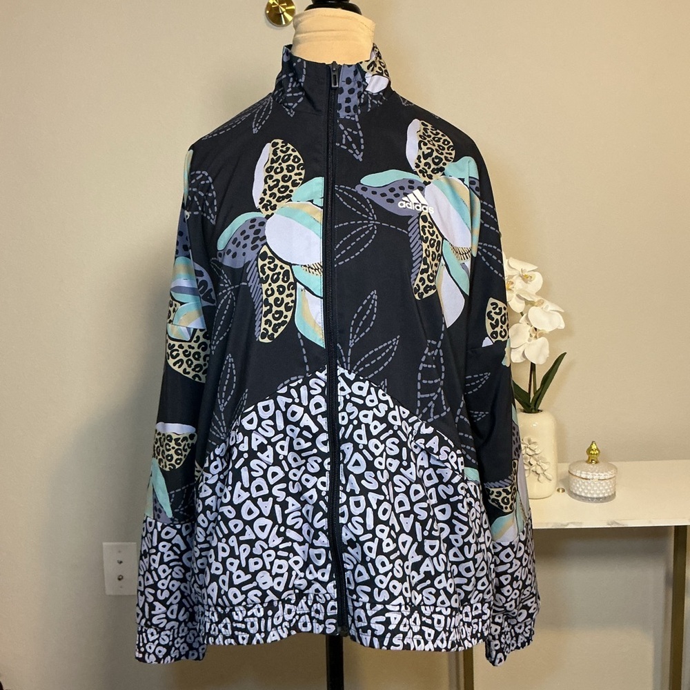 Adidas Black and Blue Patterned Jacket